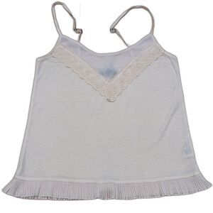 American Eagle Cami XS Y2K Sheer Lace Trim Babydoll Fairy Coquette Dainty Cream
